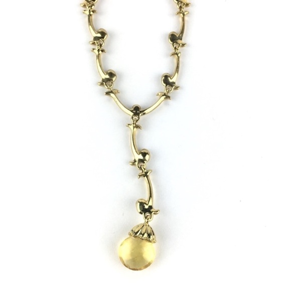 AVON Necklace Briolette Vine Amber Jewel Victorian Goldtone Marigold - Picture 5 of 5